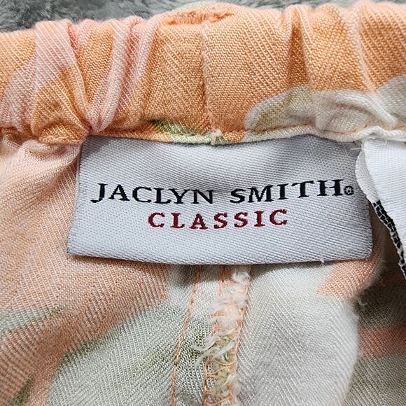Vintage Jaclyn Smith Pants Womens M Orange Pink Yellow Floral Rayon Capri Flowy - Picture 4 of 11